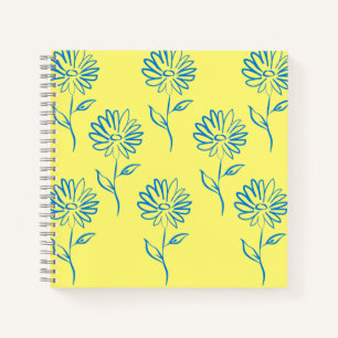 Blaues Sonnenblumenmuster Notizbuch