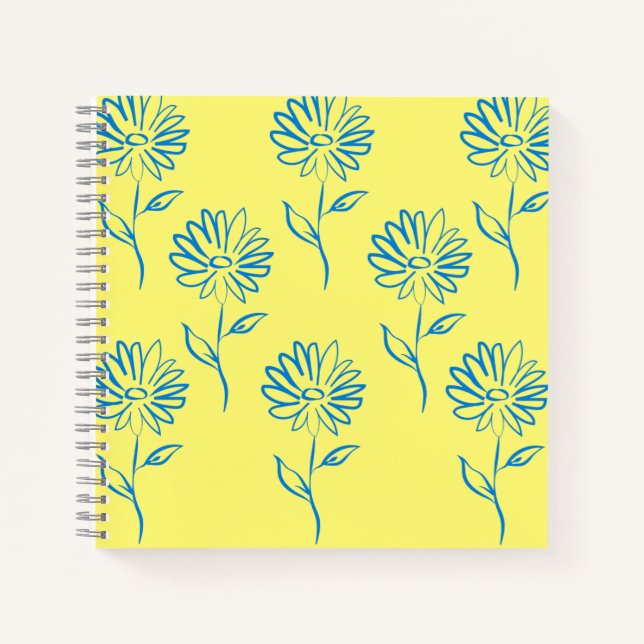 Blaues Sonnenblumenmuster Notizbuch (Vorderseite)