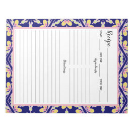 Blaues Spanisches Mittelmeer Zeltmuster Rezept Notizblock