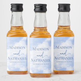 Blaues Sparkle Wolken Dreamy Elegante Hochzeit Alkoholflaschenetikett