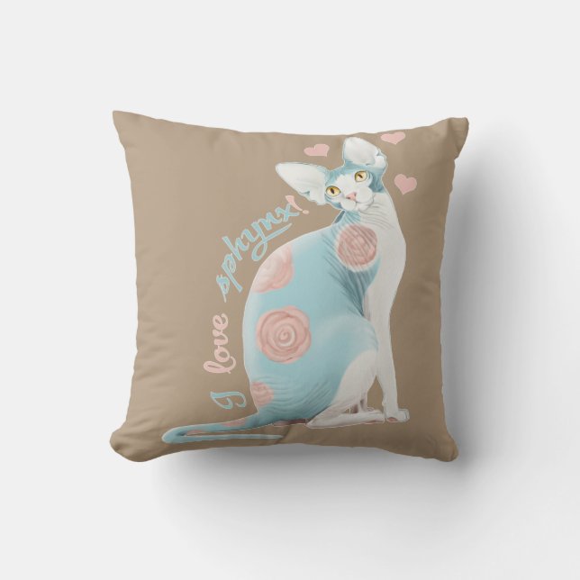 💛💙💛 blaues Sphynx 💛💙💛 Kissen (Vorderseite)