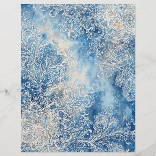 Blaues Spitzen-Schabrackenpapier Briefbogen (Vorderseite)