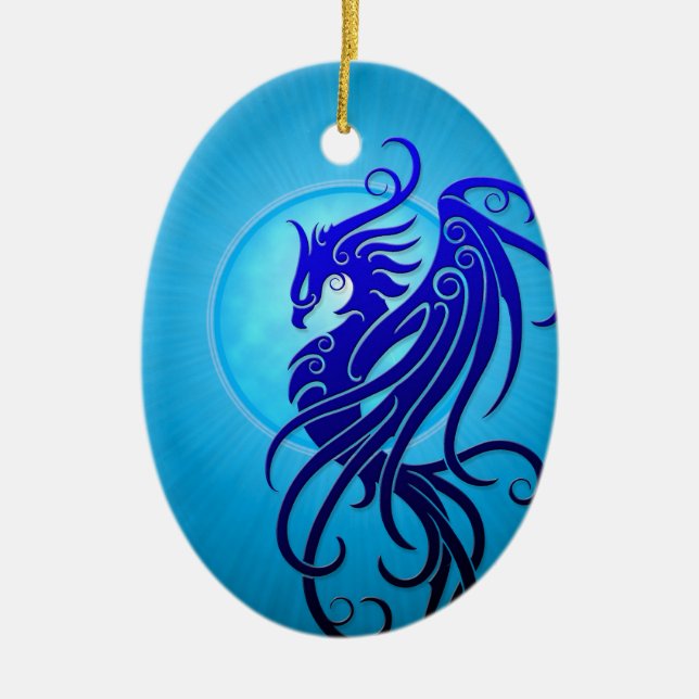 Blaues Stammes- Phoenix Keramikornament (Vorne)