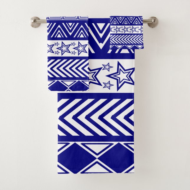 Blaues Stammesdesign Badhandtuch Set (Insitu)