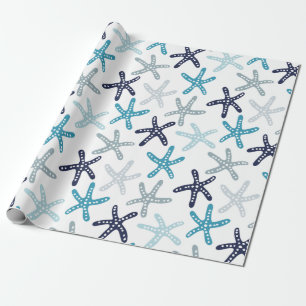 Blaues Starfish-Muster Geschenkpapier