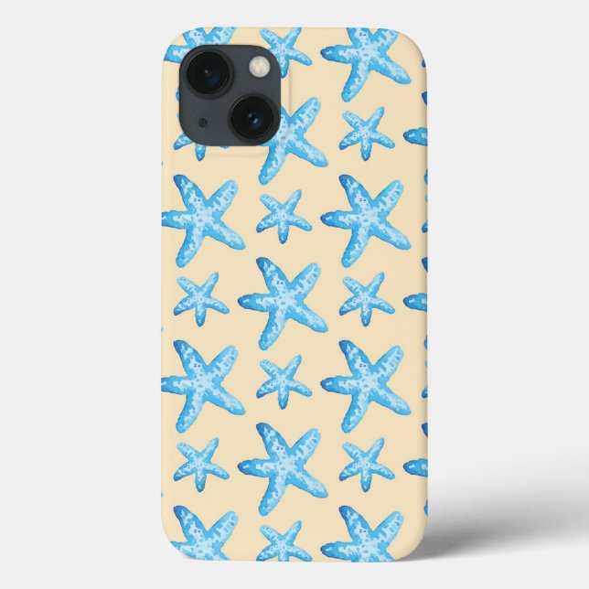 Blaues Sternenfisch-Muster Case-Mate iPhone Hülle (Rückseite)