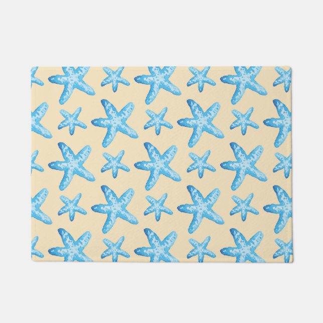 Blaues Sternfisch-Muster Fußmatte (Vorderseite)