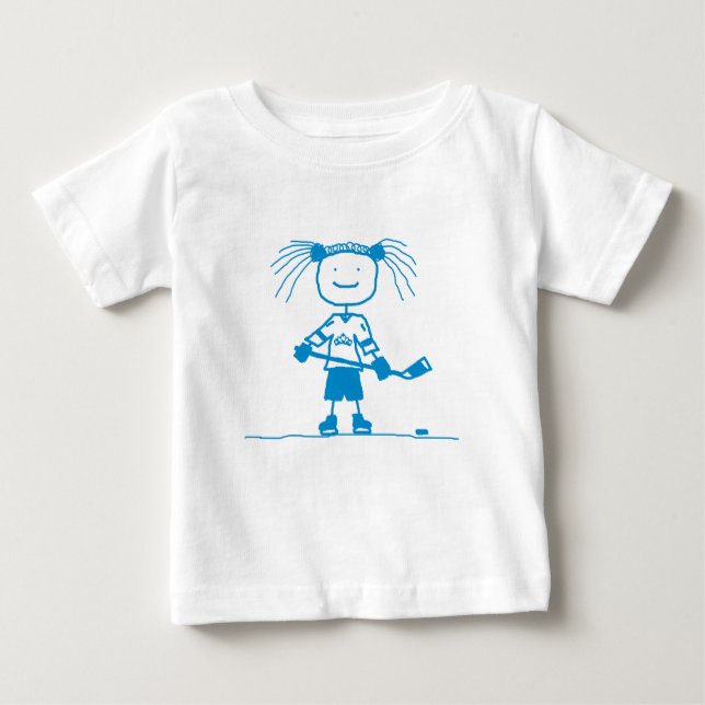 BLAUES Stock-Hockey-Kleinkind-lange Hülse Baby T-shirt (Vorderseite)