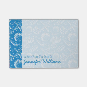 Blaues Strand-Muster   addieren Ihren Namen Post-it Klebezettel