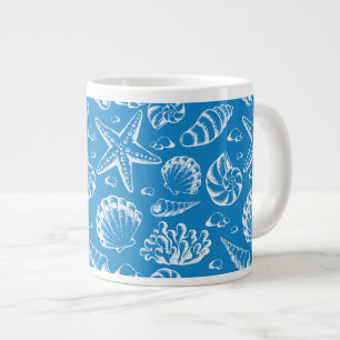 Blaues Strand-Muster Jumbo-Tasse