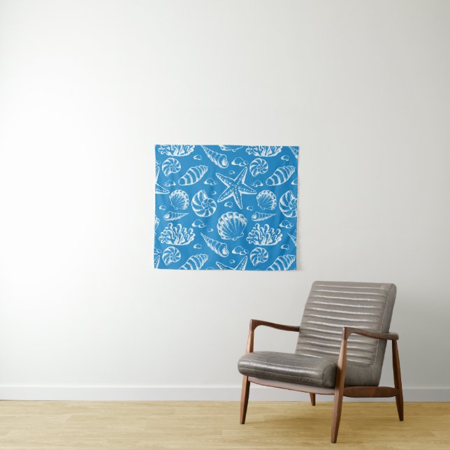 Blaues Strand-Muster Wandteppich (Beispiel (Horizontal))