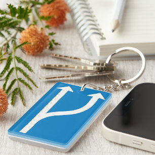 Blaues Straßenschild Zwei gerade Pfeile Schlüsselanhänger