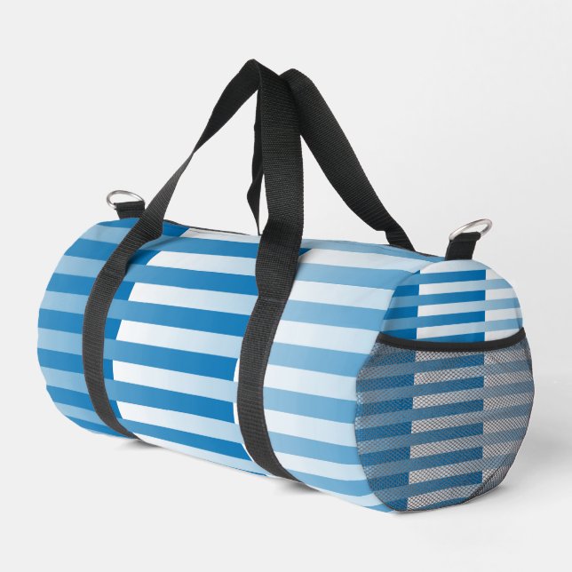 Blaues Streifen-Muster Duffle Bag (Rechte Ecke)