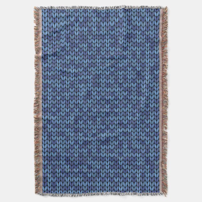 Blaues Strick-Muster Decke (Vorderseite Vertikal)