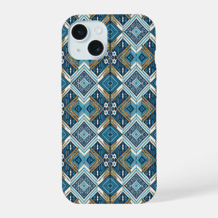 Blaues symmetrisches Boho Muster 18583 b xl iPhone 15 Hülle