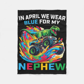 Blaues T-Rex-Monster-Truck-Dinosaurier-Onkel-Autis Fleecedecke