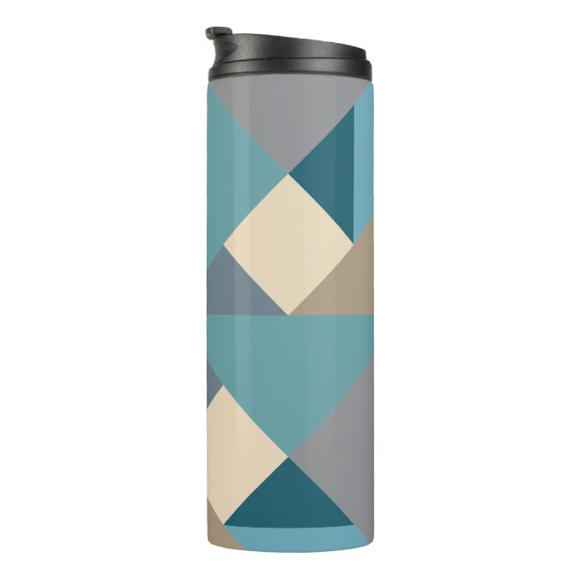 Blaues Tangram Muster Thermosbecher (Nach rechts gedreht)