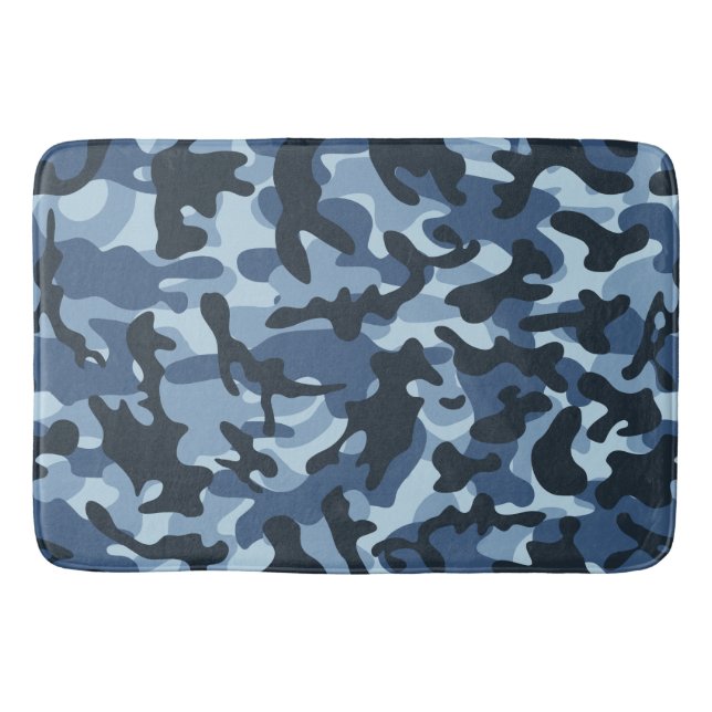 Blaues Tarnmuster   Badematte (Vorderseite)