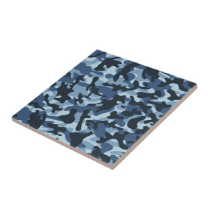 Blaues Tarnmuster Fliese