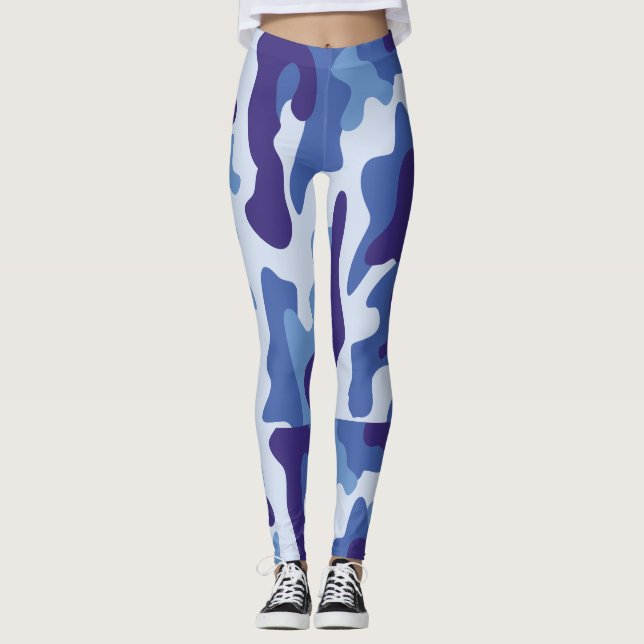 Blaues Tarnmuster Leggings (Vorderseite)