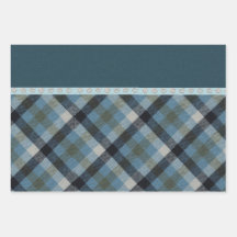 Blaues Tartan Wrapping Paper Flat Sheet Set 3