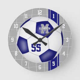 Blaues Team Farben Varianzstreifen Fußball Runde Wanduhr
