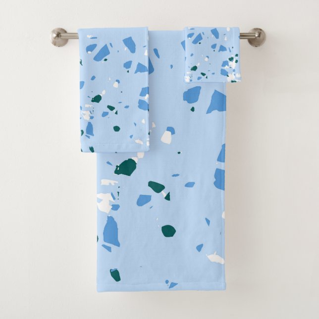 Blaues Terrazzo-Muster Badhandtuch Set (Insitu)