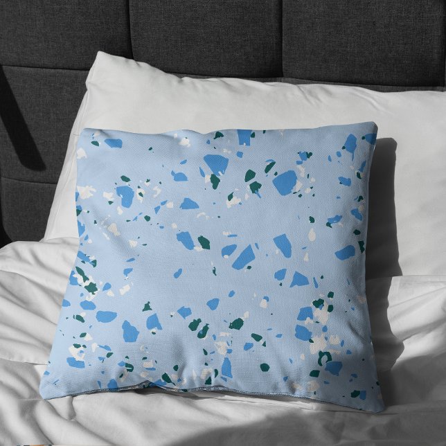 Blaues Terrazzo-Muster Kissen (Blue Terrazzo Pillow)