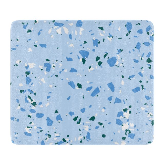 Blaues Terrazzo-Muster Schneidebrett (Vorderseite)