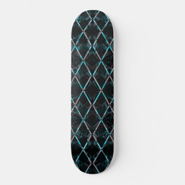 Blaues texturiertes Diamantmuster Skateboard (Vorderseite)