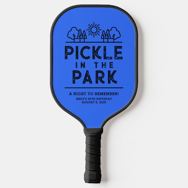 Blaues Thema Geburtstagsparty Pickleball Paddle (Rückseite)