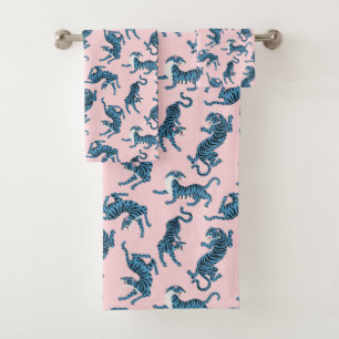 Blaues Tiger-asiatisches Muster Badhandtuch Set