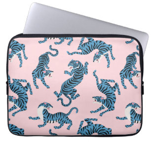 Blaues Tiger-asiatisches Muster Laptopschutzhülle