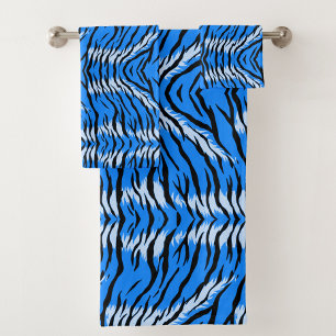 Blaues Tiger-Tierhaut-Musterdesign  Badhandtuch Set