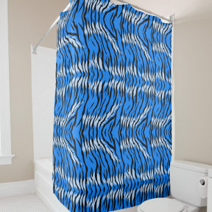 Blaues Tiger-Tierhaut-Musterdesign Duschvorhang