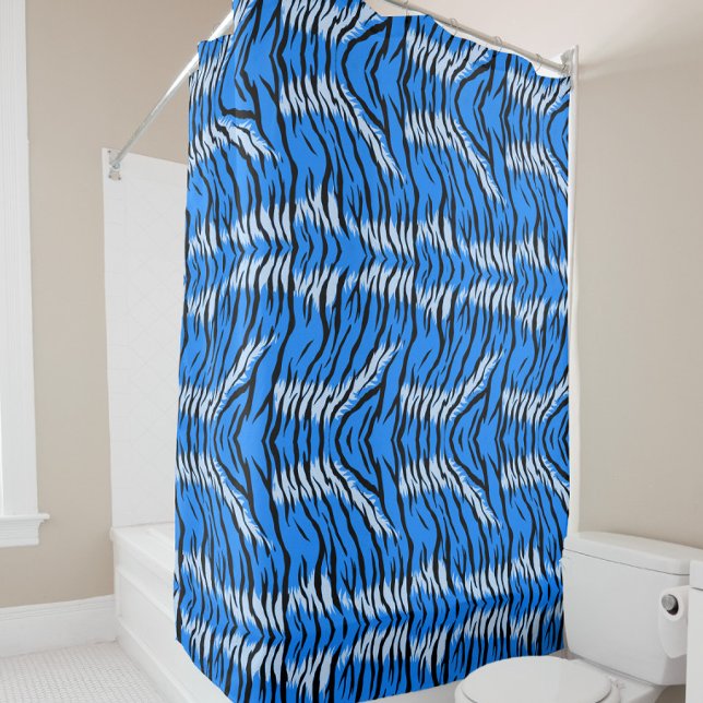 Blaues Tiger-Tierhaut-Musterdesign  Duschvorhang (Von Creator hochgeladen)