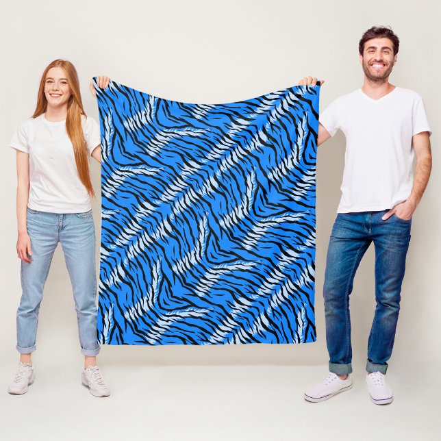 Blaues Tiger-Tierhaut-Musterdesign  Fleecedecke (Von Creator hochgeladen)