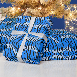 Blaues Tiger-Tierhaut-Musterdesign Geschenkpapier