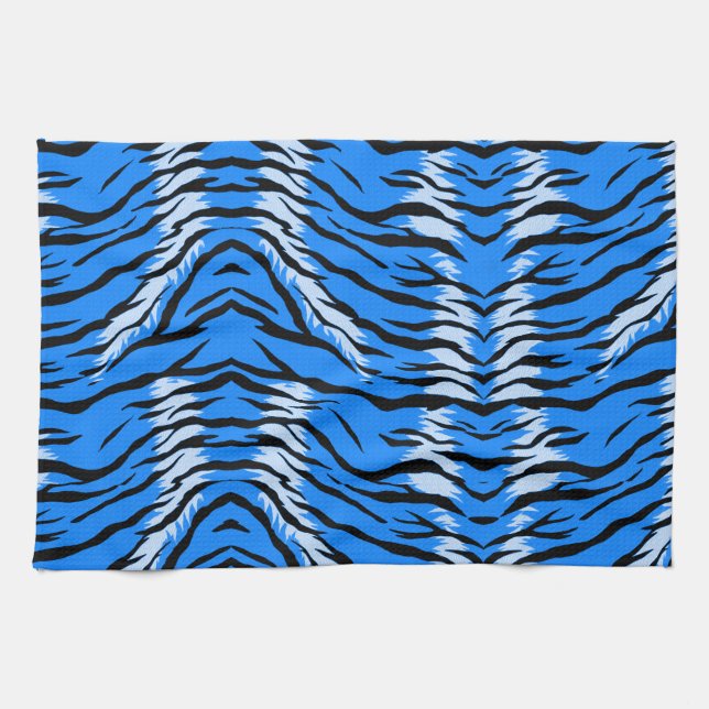 Blaues Tiger-Tierhaut-Musterdesign  Geschirrtuch (Horizontal)