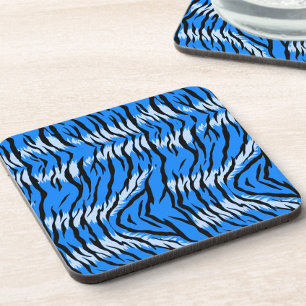 Blaues Tiger-Tierhaut-Musterdesign Getränkeuntersetzer