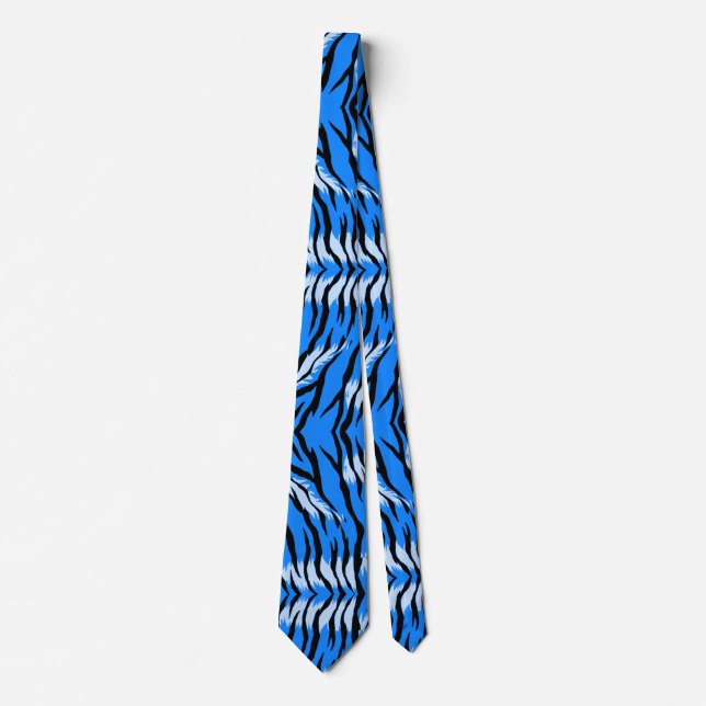 Blaues Tiger-Tierhaut-Musterdesign  Krawatte (Vorderseite)