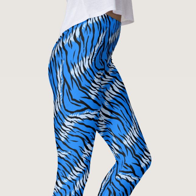 Blaues Tiger-Tierhaut-Musterdesign  Leggings (Von Creator hochgeladen)