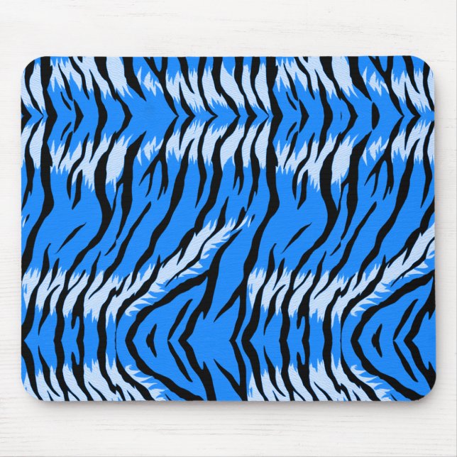 Blaues Tiger-Tierhaut-Musterdesign  Mousepad (Vorne)