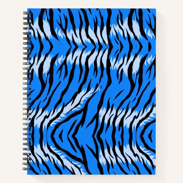 Blaues Tiger-Tierhaut-Musterdesign  Notizbuch (Vorderseite)