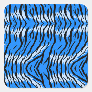 Blaues Tiger-Tierhaut-Musterdesign Quadratischer Aufkleber