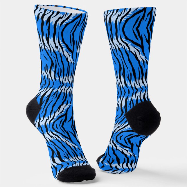 Blaues Tiger-Tierhaut-Musterdesign  Socken (Von Creator hochgeladen)