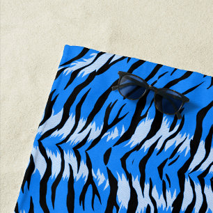 Blaues Tiger-Tierhaut-Musterdesign Strandtuch