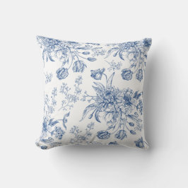 Blaues Toile Blumenthrow-Kissen Kissen
