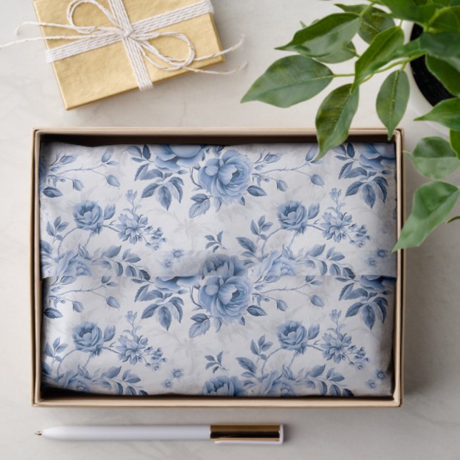 Blaues Toile-Blumentissuepapier Seidenpapier (Geschenk)