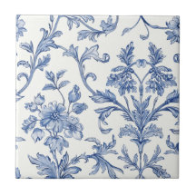 Blaues Toile-de-Jouy-Blumenmuster im französischen